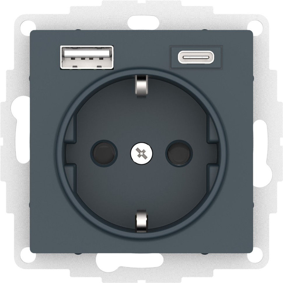 ATN000832 - РОЗЕТКА 16А c 2 USB A+C мех ИЗУМРУД