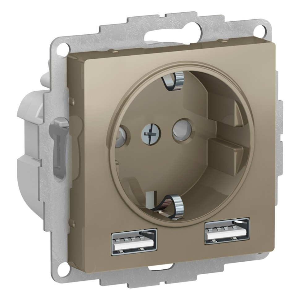 ATN000530 - SO + USB розетка A+A 5В/24А 2х5В/12А шампань