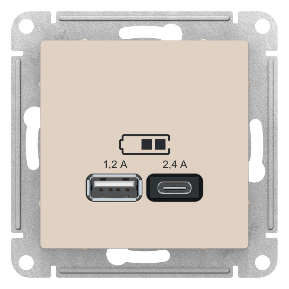 ATN000239 - USB розетка A+С 5В/24А 2х5В/12А бежевый