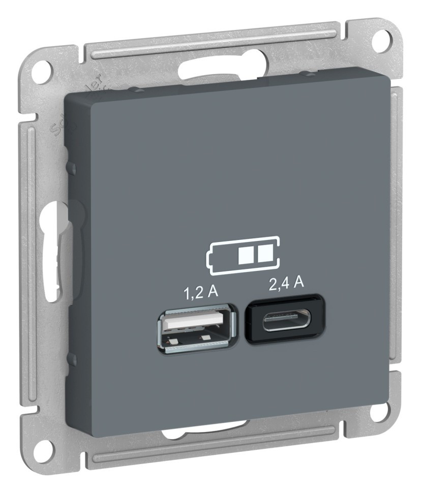 ATN000739 - USB розетка A+С 5В/24А 2х5В/12А грифель ATN000739 - USB розетка A+С 5В/24А 2х5В/12А грифель