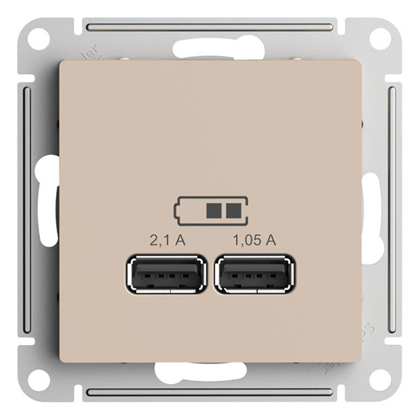 ATN001233 - USB РОЗЕТКА A+A 5В/21 А 2х5В/105 А механизм ПЕСОЧНЫЙ