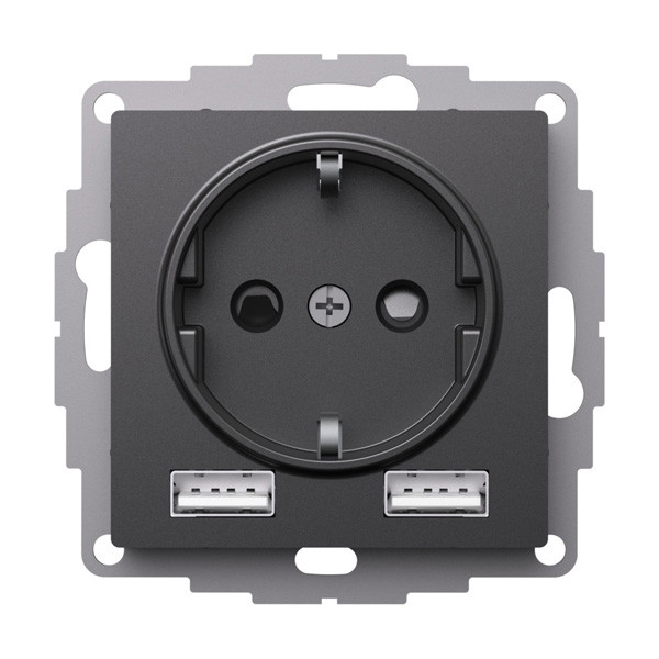 ATN001430 - РОЗЕТКА 16А с 2 USB A+A 5В/24А 2х5В/12А механизм БАЗАЛЬТ ATN001430 - РОЗЕТКА 16А с 2 USB A+A 5В/24А 2х5В/12А механизм БАЗАЛЬТ