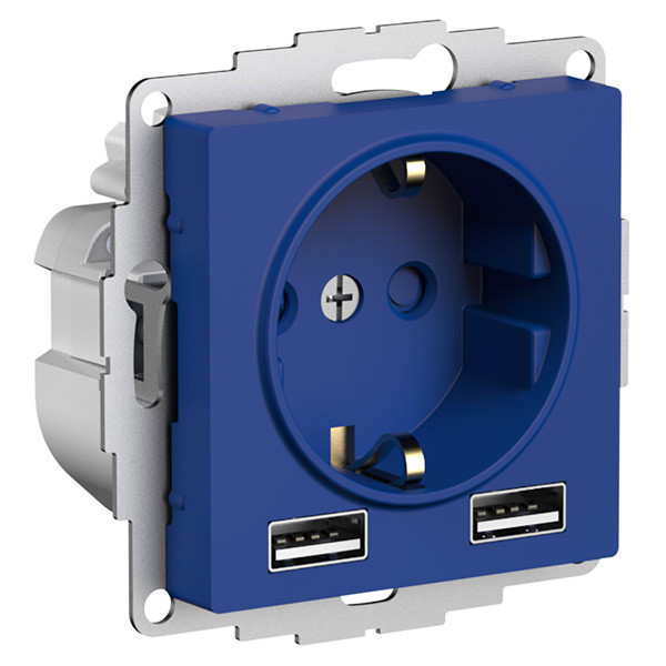 ATN001130 - РОЗЕТКА 16А c 2 USB A+A 5В/24А 2х5В/12А механизм АКВАМАРИН ATN001130 - РОЗЕТКА 16А c 2 USB A+A 5В/24А 2х5В/12А механизм АКВАМАРИН