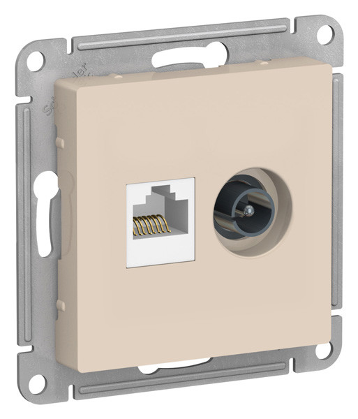 ATN000289 - РОЗЕТКА двойная комп+ТВ RJ45+TV категория 5E механизм БЕЖЕВЫЙ ATN000289 - РОЗЕТКА двойная комп+ТВ RJ45+TV категория 5E механизм БЕЖЕВЫЙ