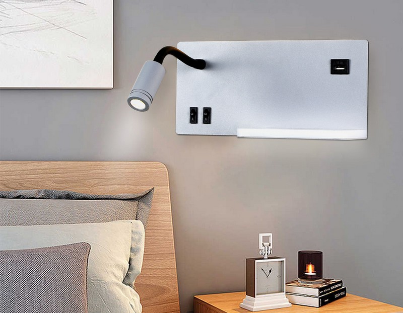 Настенный светодиодный светильник с полкой, USB портом и выключателем Ambrella Light FW292 Настенный светодиодный светильник с полкой, USB портом и выключателем Ambrella Light FW292