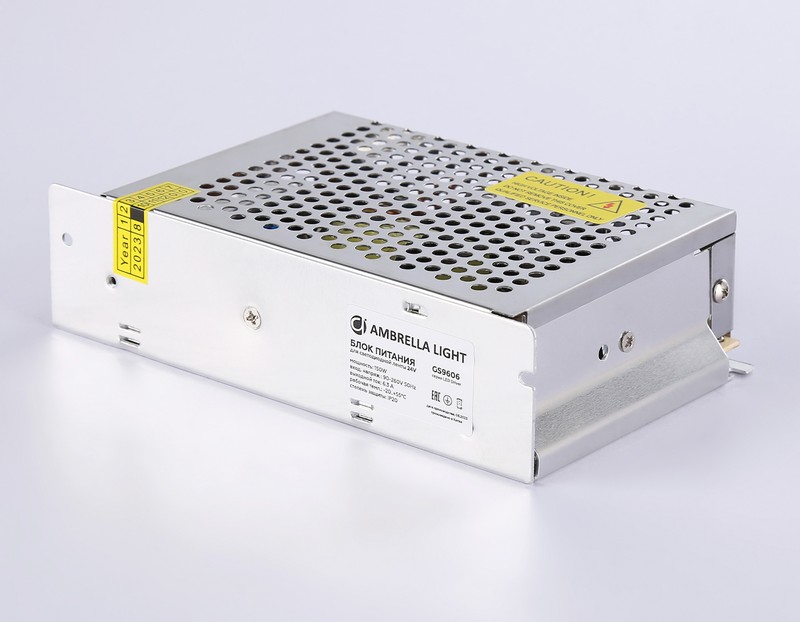 Блок питания для светодиодной ленты 24V 150W 6.3A IP20 90-260V 159*98*38 GS9606 Ambrella Light GS9606 Блок питания для светодиодной ленты 24V 150W 6.3A IP20 90-260V 159*98*38 GS9606 Ambrella Light GS9606