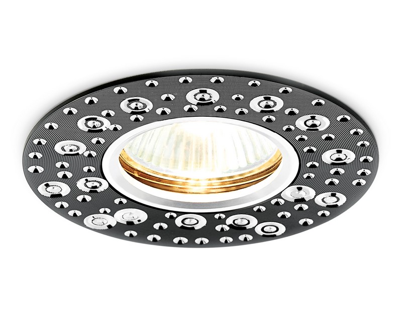 Круглый встраиваемый точечный светильник MR16 Ambrella Light A801 BK/AL