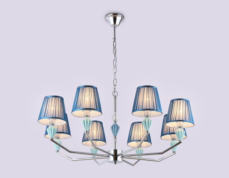 Подвесная люстра с абажуром и декором из керамики Ambrella Light LH75063 Подвесная люстра с абажуром и декором из керамики Ambrella Light LH75063