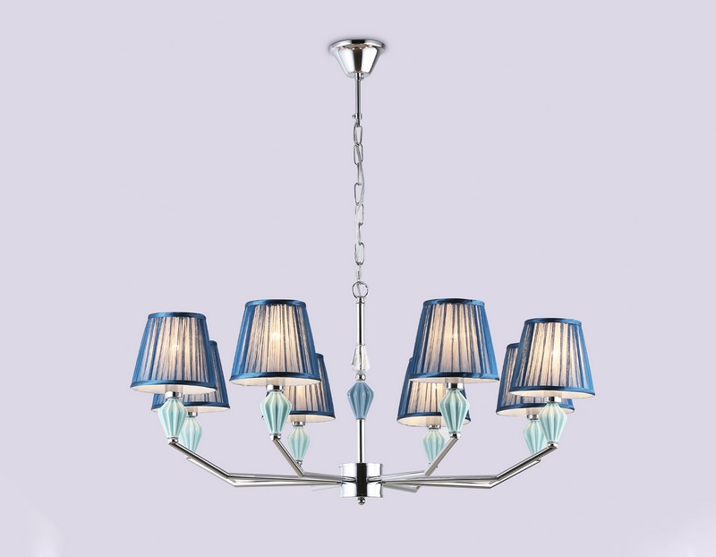 Подвесная люстра с абажуром и декором из керамики Ambrella Light LH75063 Подвесная люстра с абажуром и декором из керамики Ambrella Light LH75063