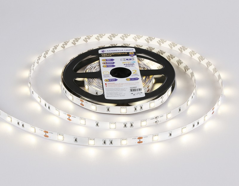 Светодиодная лента Ambrella Light GS1802 5050 30Led /7.2W m/ 12V IP20 4500K 5m Ambrella Light GS1802 Светодиодная лента Ambrella Light GS1802 5050 30Led /7.2W m/ 12V IP20 4500K 5m Ambrella Light GS1802