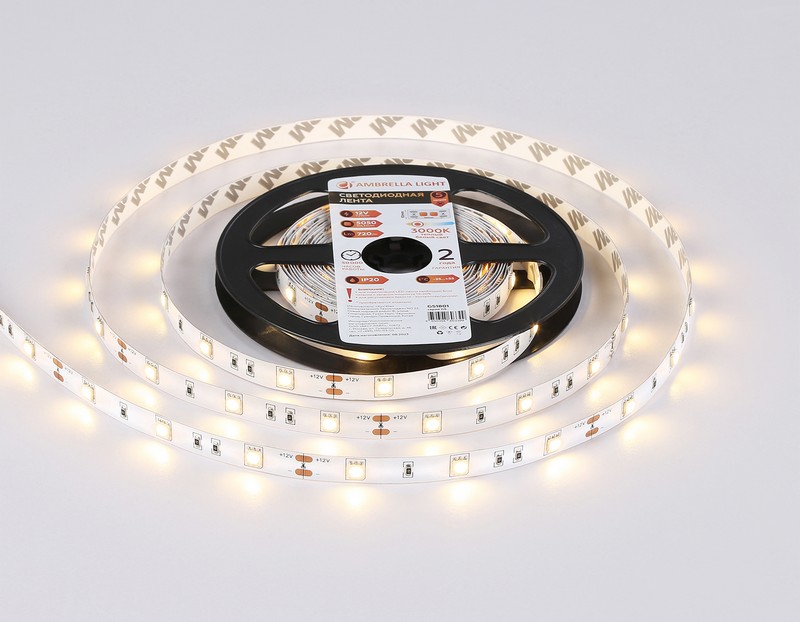 Светодиодная лента Ambrella Light GS1801 5050 30Led /7.2W m/ 12V IP20 3000K 5m Ambrella Light GS1801 Светодиодная лента Ambrella Light GS1801 5050 30Led /7.2W m/ 12V IP20 3000K 5m Ambrella Light GS1801
