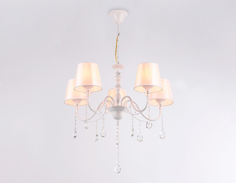 Подвесная люстра с абажуром и хрусталем Ambrella Light TR4603 Подвесная люстра с абажуром и хрусталем Ambrella Light TR4603