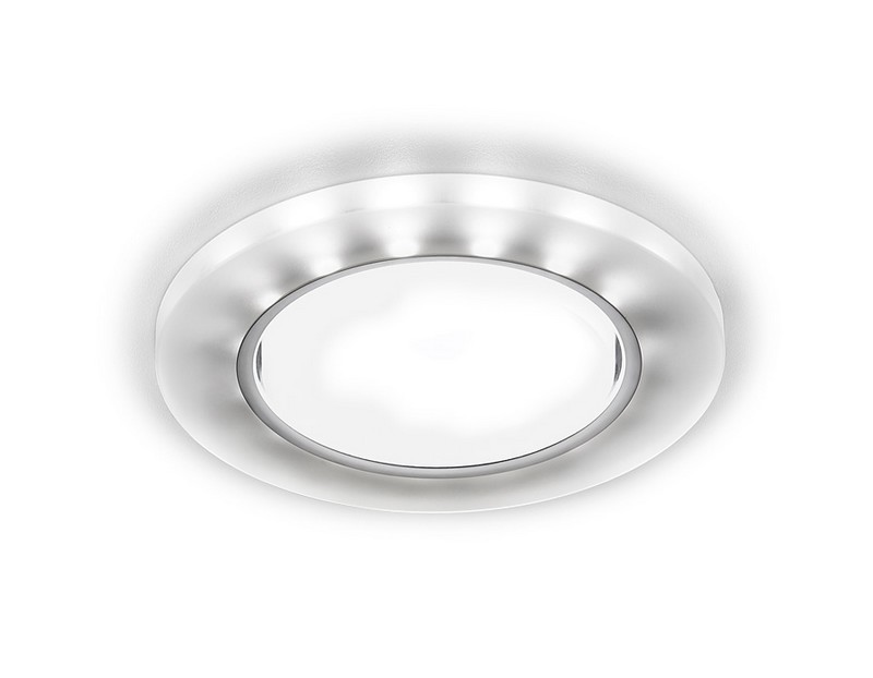 Встраиваемый точечный светильник GX53 с LED подсветкой Ambrella Light G214 CH/WH