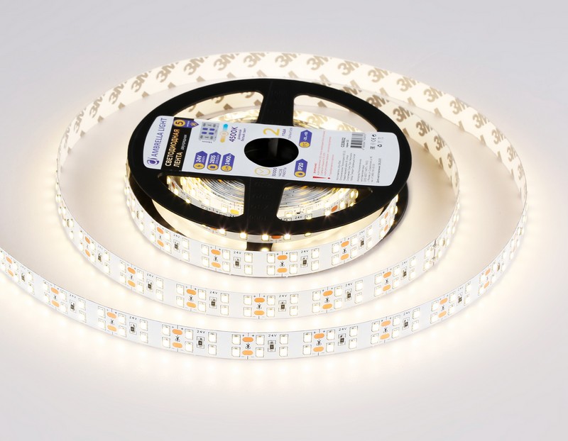 Светодиодная лента двухрядная Ambrella Light GS3602 2835 204Led /20W m/ 24V IP20 4500K 5m Ambrella Light GS3602 Светодиодная лента двухрядная Ambrella Light GS3602 2835 204Led /20W m/ 24V IP20 4500K 5m Ambrella Light GS3602