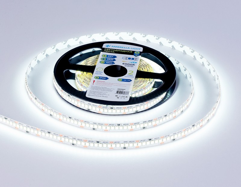 Светодиодная лента Ambrella Light GS3303 2835 240Led /18W m/ 24V IP20 6500K 5m Ambrella Light GS3303 Светодиодная лента Ambrella Light GS3303 2835 240Led /18W m/ 24V IP20 6500K 5m Ambrella Light GS3303