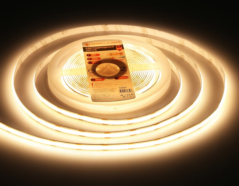Светодиодная лента Ambrella Light GS2601 COB 320Led /10W m/ 12V IP20 3000K 5m Ambrella Light GS2601 Светодиодная лента Ambrella Light GS2601 COB 320Led /10W m/ 12V IP20 3000K 5m Ambrella Light GS2601