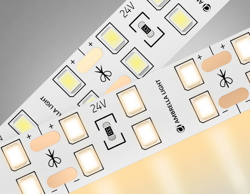 Светодиодная лента двухрядная Ambrella Light GS3601 2835 204Led /20W m/ 24V IP20 3000K 5m Ambrella Light GS3601