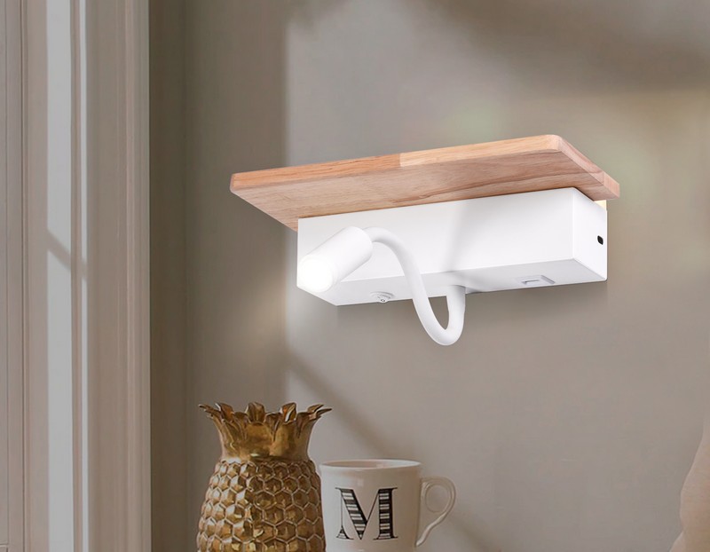 Настенный светодиодный светильник с выключателем, USB портом и полкой Ambrella Light FW290 Настенный светодиодный светильник с выключателем, USB портом и полкой Ambrella Light FW290