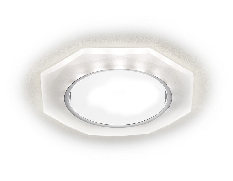 Встраиваемый точечный светильник GX53 с LED подсветкой Ambrella Light G216 CH/WH