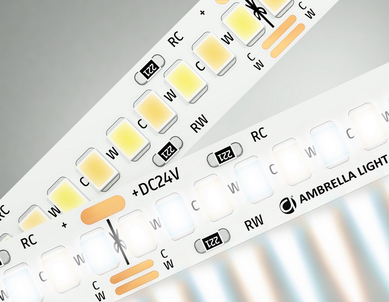 Светодиодная лента с регулировкой температуры света GS4151 2835 240Led /18W m/ 24V IP20 CCT 3000-650 Ambrella Light GS4151