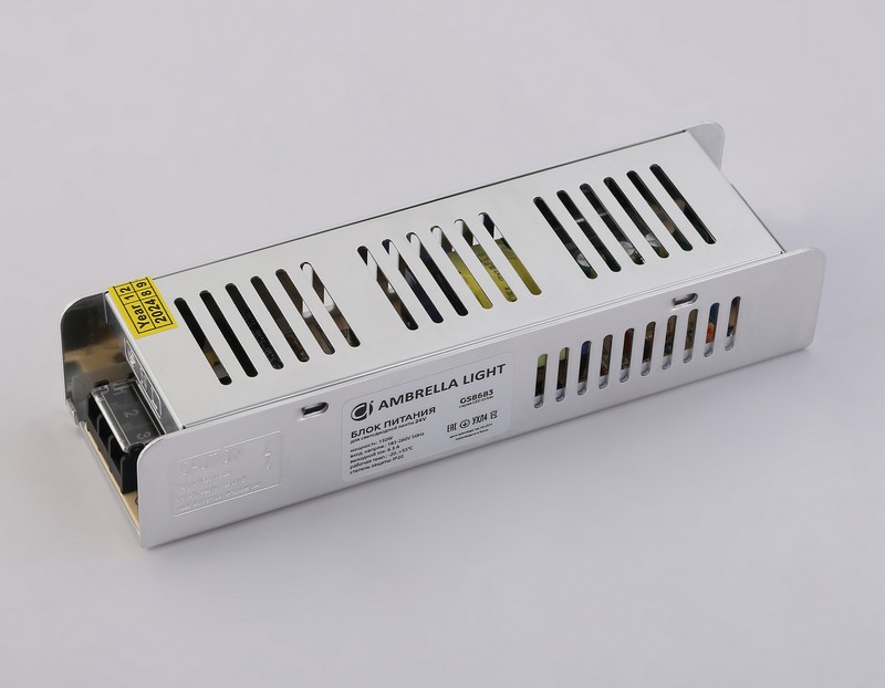 Блок питания с EMC для светодиодной ленты 24V 150W 6,3A IP20 185-260V 200*58*40 GS8683 Ambrella Light GS8683 Блок питания с EMC для светодиодной ленты 24V 150W 6,3A IP20 185-260V 200*58*40 GS8683 Ambrella Light GS8683