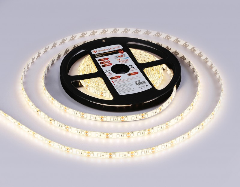Светодиодная лента Ambrella Light GS1201 2835 120Led /9.6W m/ 12V IP65 3000K 5m/кратность резки 25mm Ambrella Light GS1201 Светодиодная лента Ambrella Light GS1201 2835 120Led /9.6W m/ 12V IP65 3000K 5m/кратность резки 25mm Ambrella Light GS1201