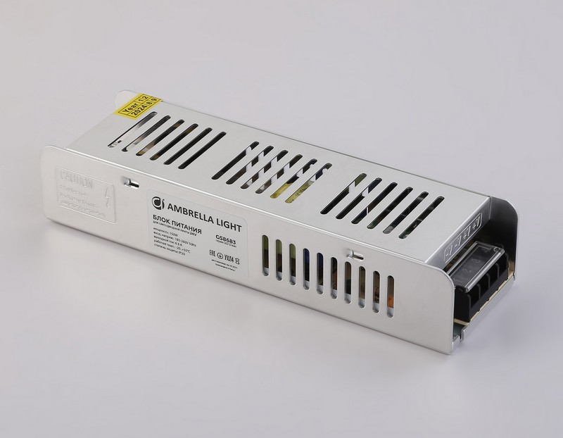 Блок питания с EMC для светодиодной ленты 24V 150W 6,3A IP20 185-260V 200*58*40 GS8683 Ambrella Light GS8683 Блок питания с EMC для светодиодной ленты 24V 150W 6,3A IP20 185-260V 200*58*40 GS8683 Ambrella Light GS8683