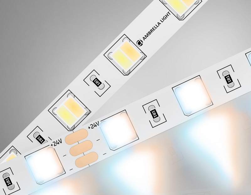 Светодиодная лента с регулировкой температуры света GS4101 5050 60Led /14W m/ 24V IP20 CCT 3000-6500 Ambrella Light GS4101