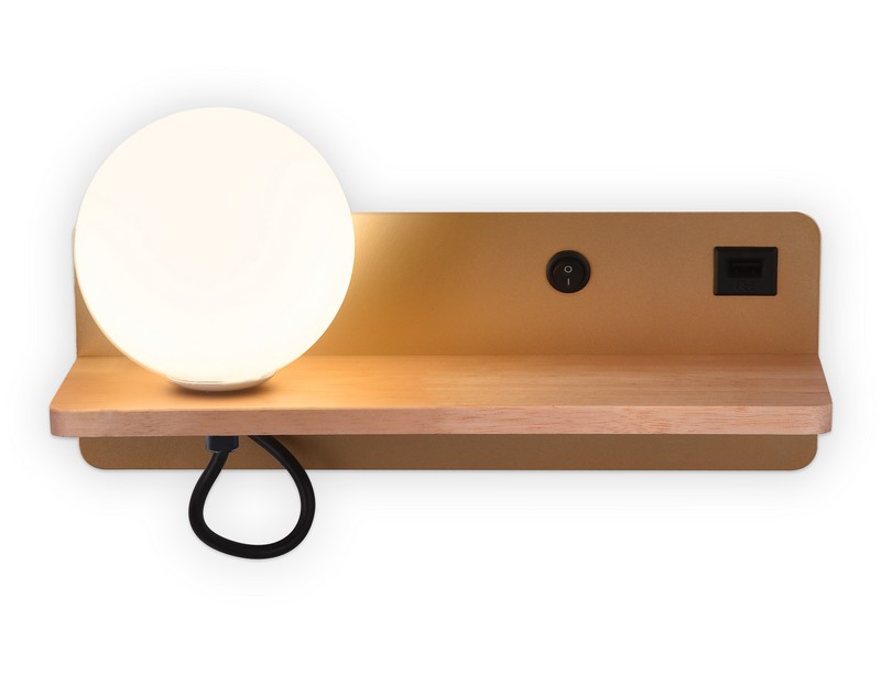 Настенный светильник с выключателем, USB портом и полкой Ambrella Light FW520 Настенный светильник с выключателем, USB портом и полкой Ambrella Light FW520
