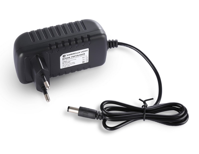 Блок питания для светодиодной ленты с вилкой 12V 36W 3A IP20 100-240V 92*48*70 GS8515 Ambrella Light GS8515