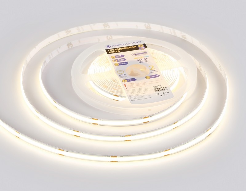 Светодиодная лента Ambrella Light GS4702 COB 480Led /12W m/ 24V IP20 4500K 5m Ambrella Light GS4702 Светодиодная лента Ambrella Light GS4702 COB 480Led /12W m/ 24V IP20 4500K 5m Ambrella Light GS4702