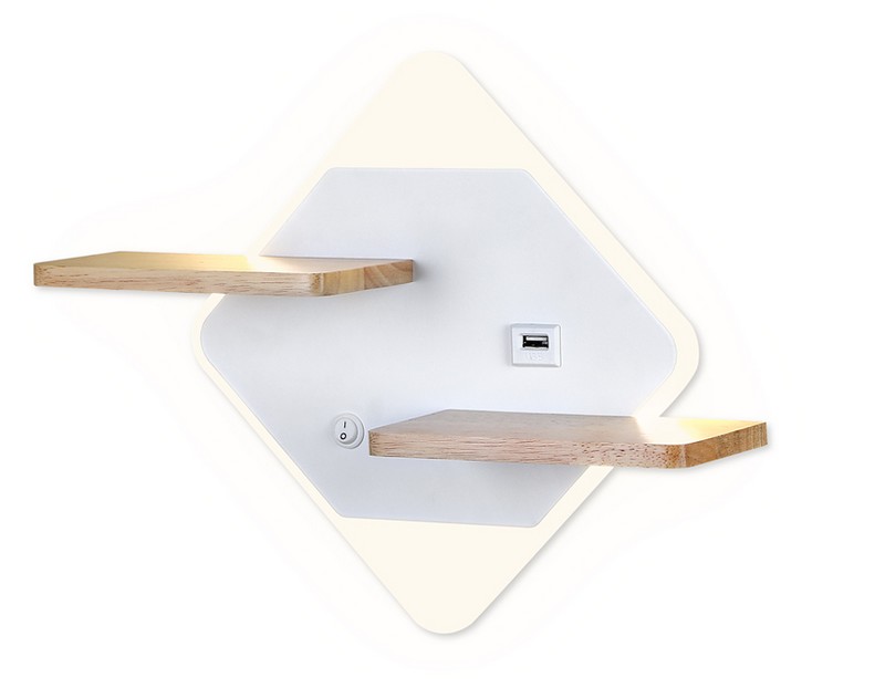 Настенный светодиодный светильник с выключателем, USB портом и полкой Ambrella Light FW100