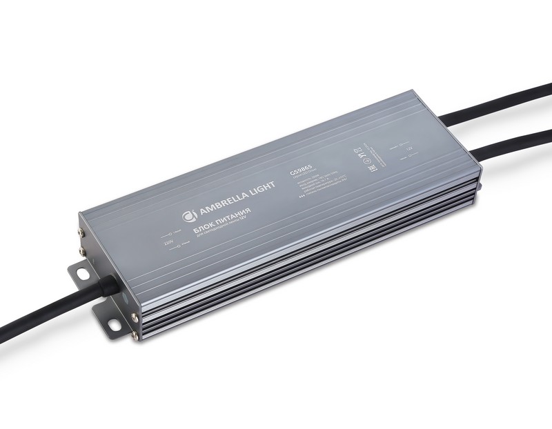 Блок питания для светодиодной ленты 12V 200W 16,7A IP67 185-260V 220*65*28 GS9865 Ambrella Light GS9865