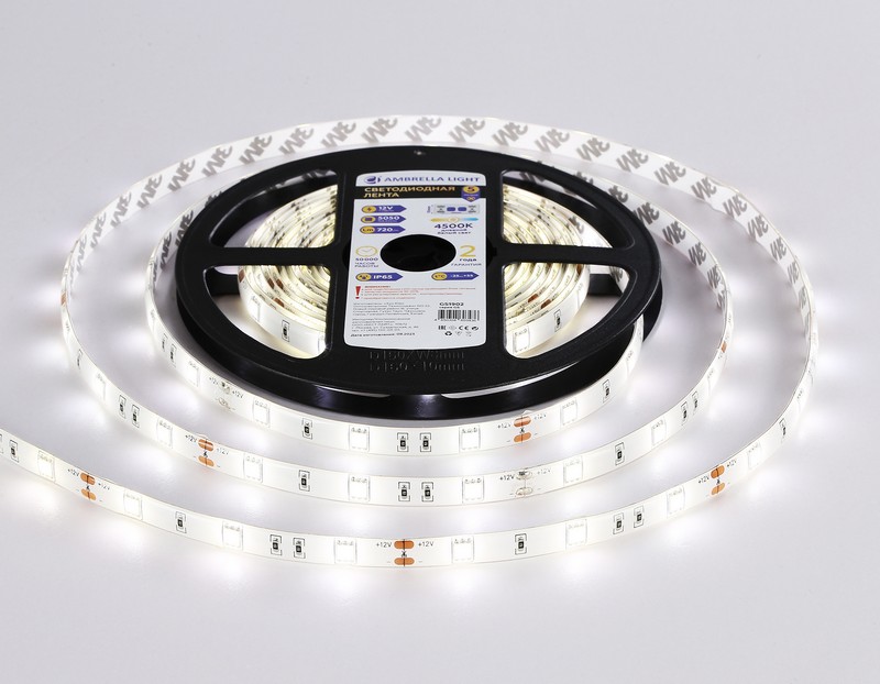 Светодиодная лента Ambrella Light GS1902 5050 30Led /7.2W m/ 12V IP65 4500K 5m Ambrella Light GS1902 Светодиодная лента Ambrella Light GS1902 5050 30Led /7.2W m/ 12V IP65 4500K 5m Ambrella Light GS1902