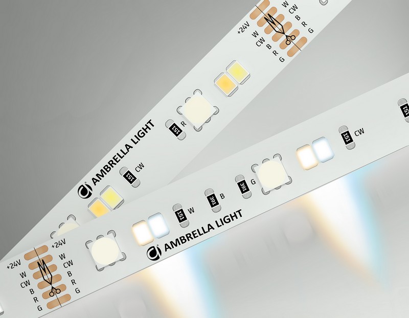 Светодиодная лента RGB с регулировкой температуры света GS4501 5050+2835 90Led / 13W m/ 24V IP20 RGB Ambrella Light GS4501