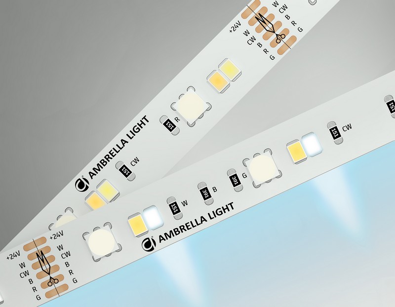 Светодиодная лента RGB с регулировкой температуры света GS4501 5050+2835 90Led / 13W m/ 24V IP20 RGB Ambrella Light GS4501