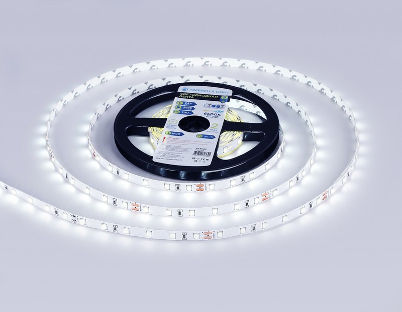 Светодиодная лента Ambrella Light GS3003 2835 60Led /6W m/ 24V IP20 6500K 5m Ambrella Light GS3003