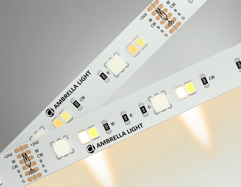 Светодиодная лента RGB с регулировкой температуры света GS4501 5050+2835 90Led / 13W m/ 24V IP20 RGB Ambrella Light GS4501