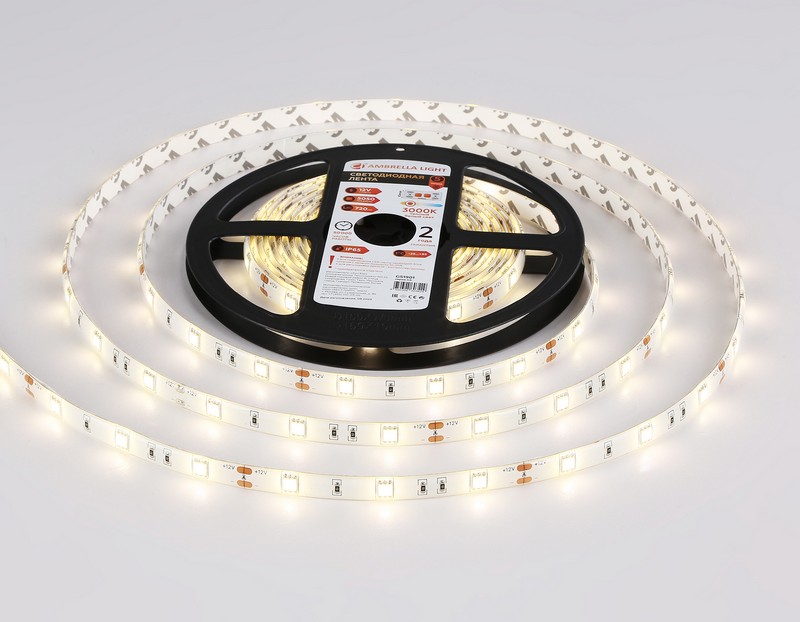 Светодиодная лента Ambrella Light GS1901 5050 30Led /7.2W m/ 12V IP65 3000K 5m Ambrella Light GS1901 Светодиодная лента Ambrella Light GS1901 5050 30Led /7.2W m/ 12V IP65 3000K 5m Ambrella Light GS1901