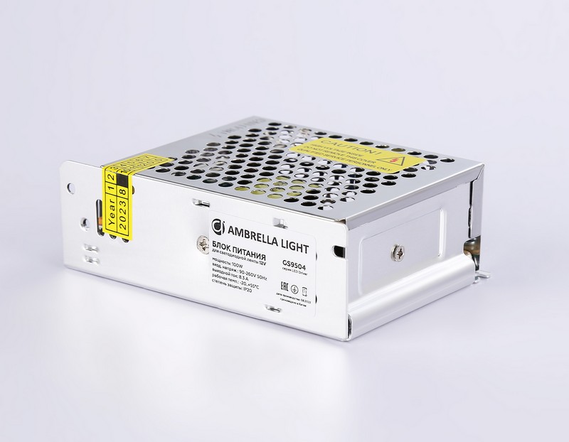 Блок питания для светодиодной ленты 12V 100W 8.3A IP20 90-260V 110*78*37 GS9504 Ambrella Light GS9504 Блок питания для светодиодной ленты 12V 100W 8.3A IP20 90-260V 110*78*37 GS9504 Ambrella Light GS9504