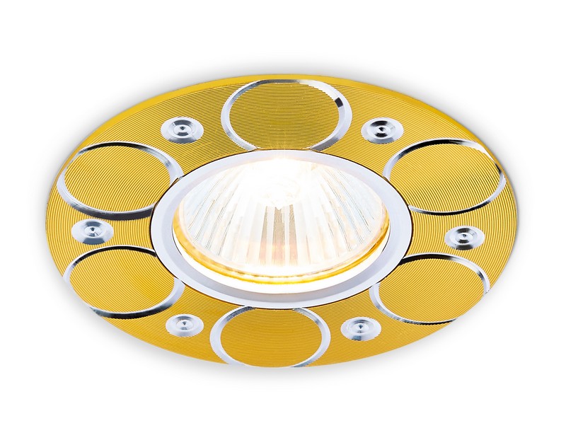 Круглый встраиваемый точечный светильник MR16 Ambrella Light A808 AL/G