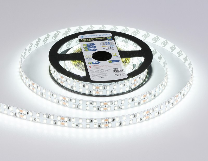 Светодиодная лента двухрядная Ambrella Light GS3703 2835 240Led /24W m/ 24V IP20 6500K 5m Ambrella Light GS3703
