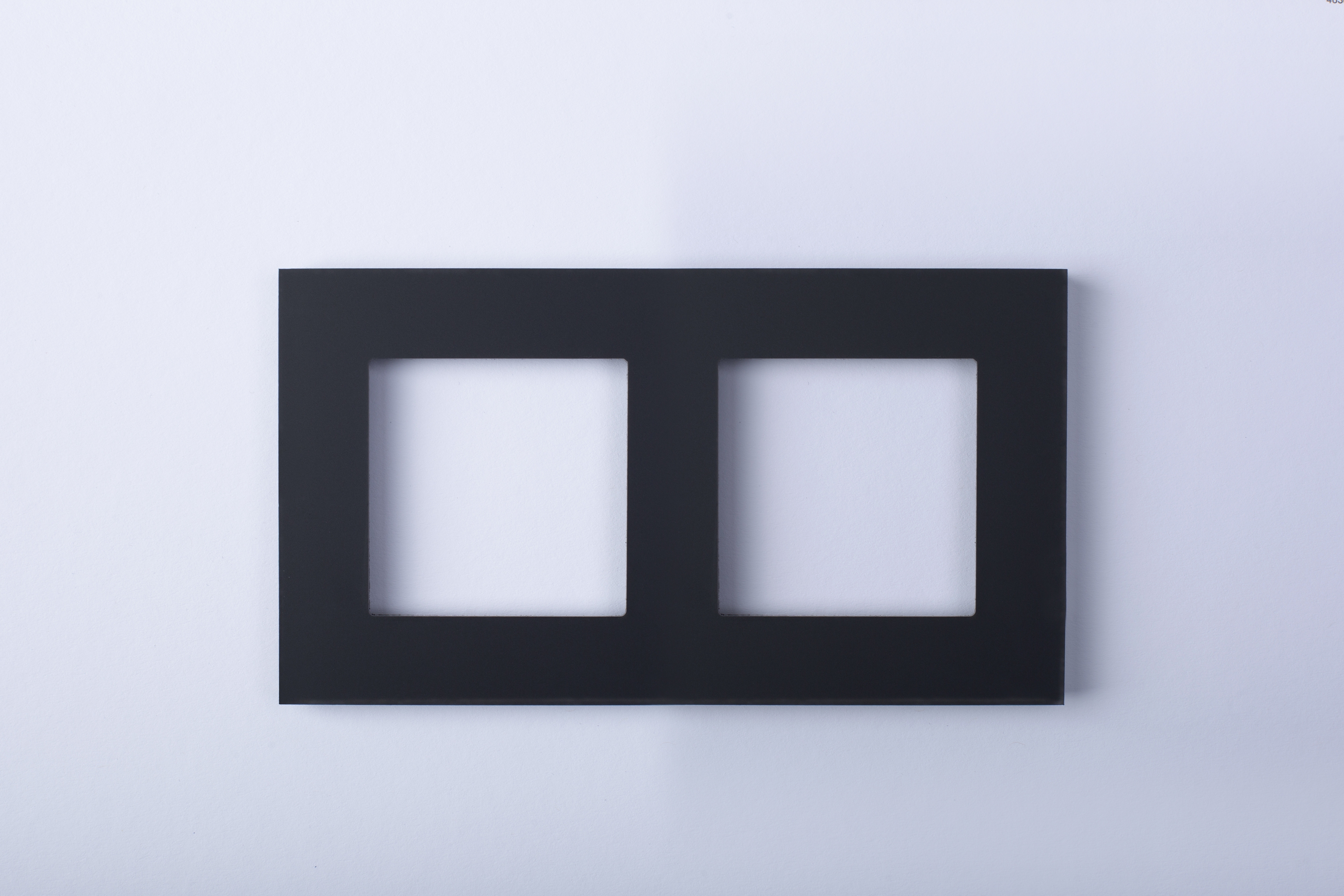 Рамка двухпостовая, чёрная, матовая, Plexiglass, коллекция "Патина" CGSS PT-P102-BCM