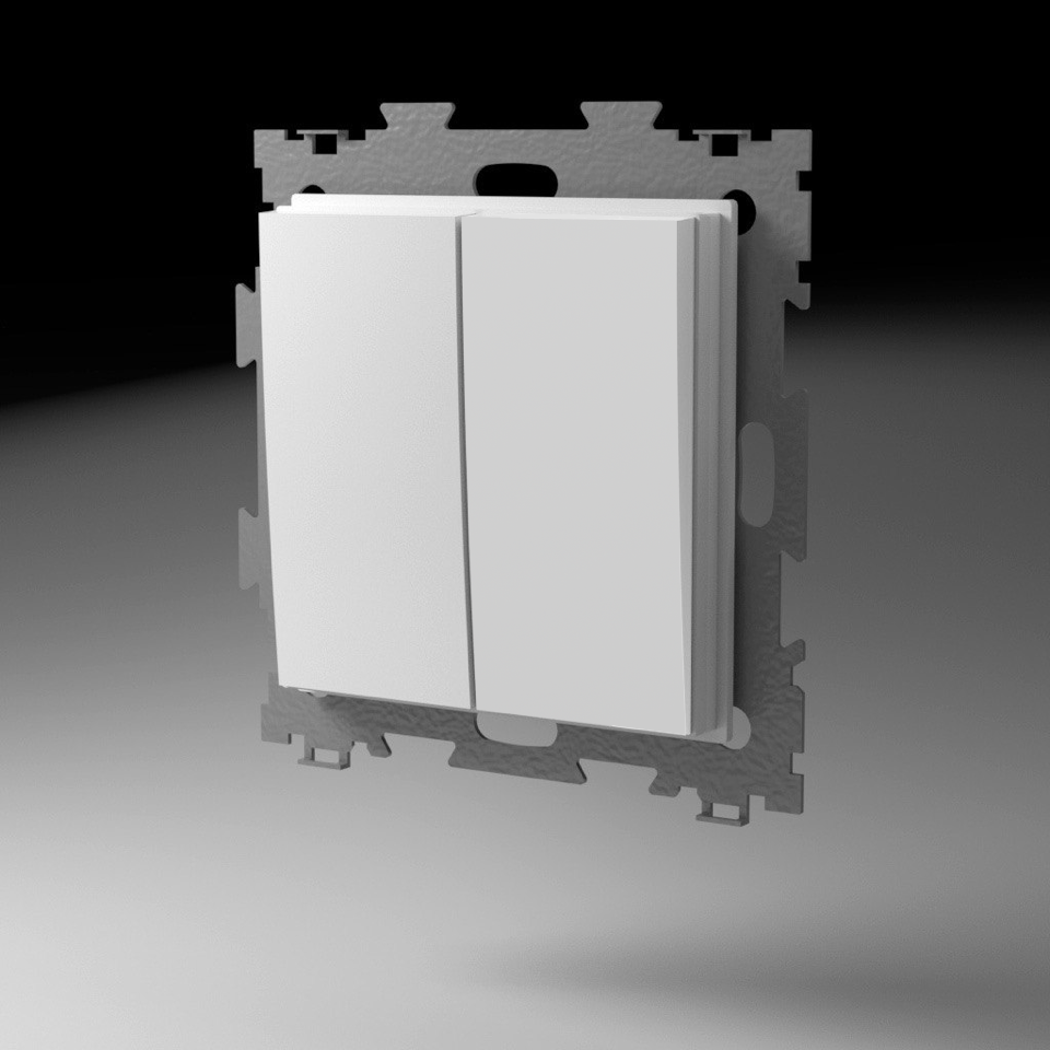 Выключатель двухклавишный белый матовый CGSS GL-W102-WCM