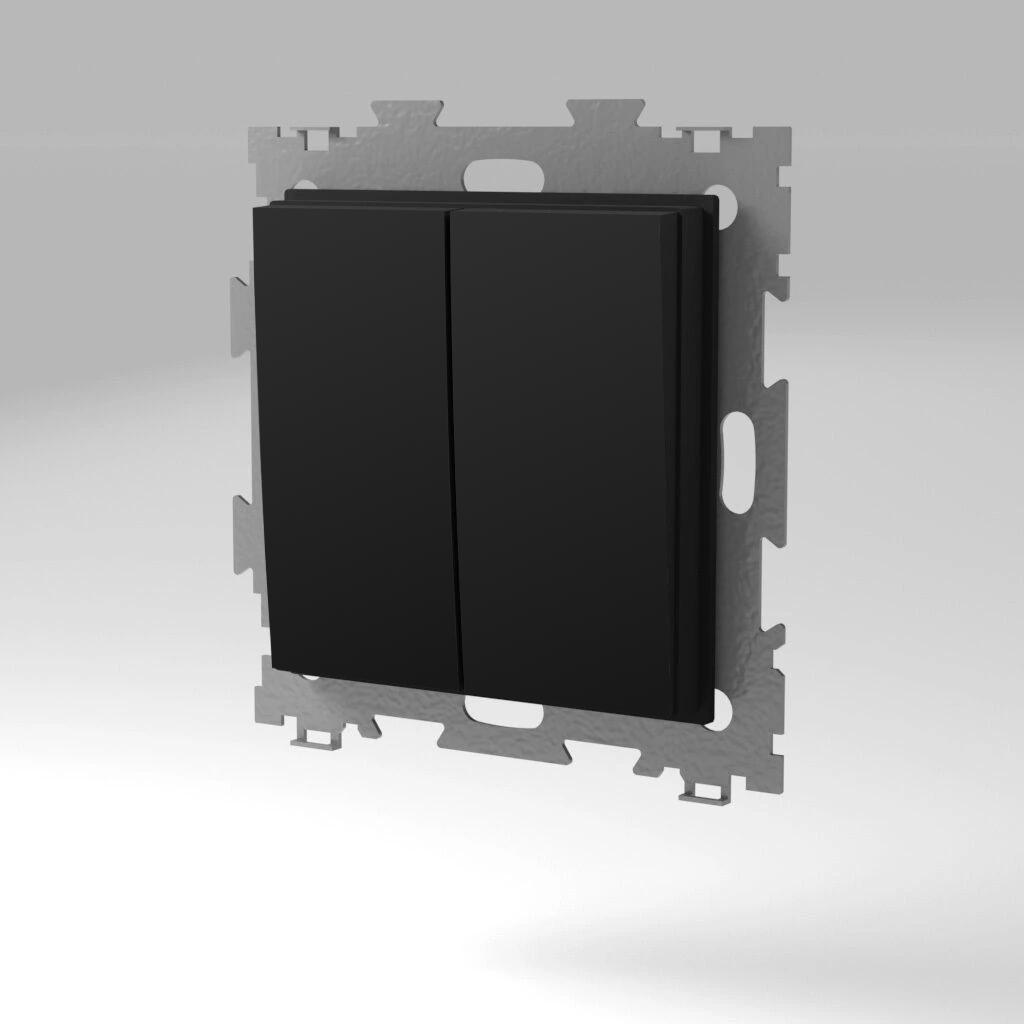 Выключатель двухклавишный черный матовый CGSS GL-W102-BCM