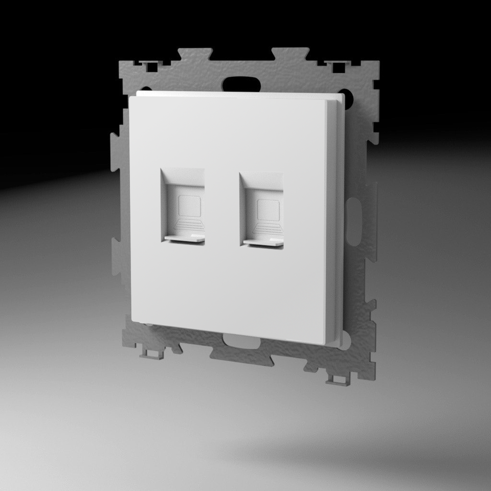 Розетка компьютерная RJ45 кат. 5e двойная белая матовая CGSS GL-W201C2-WCM