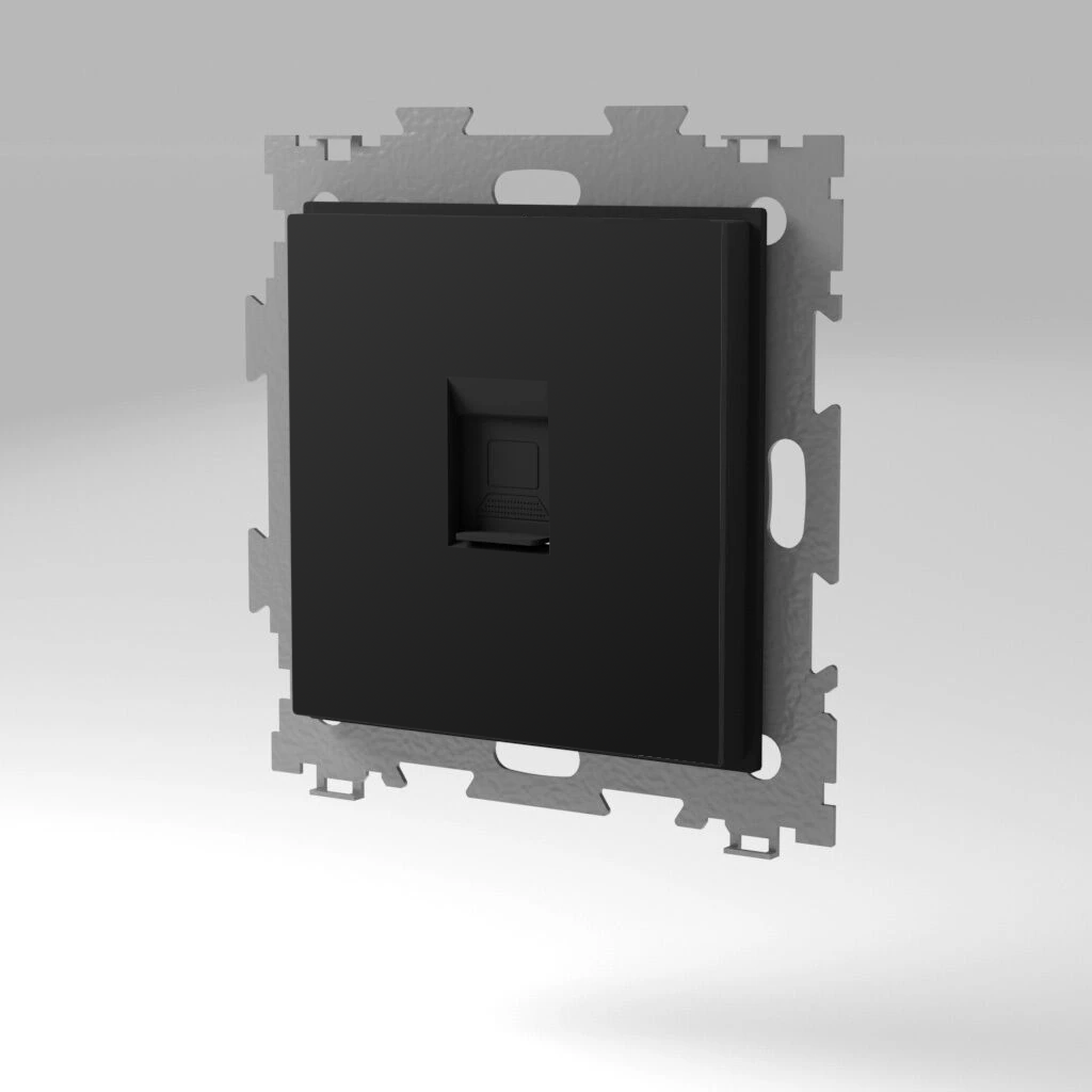 Розетка компьютерная RJ45 кат. 5e одинарная черная матовая CGSS GL-W201C-BCM