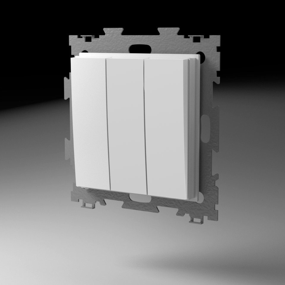 Выключатель трехклавишный белый матовый CGSS GL-W103-WCM