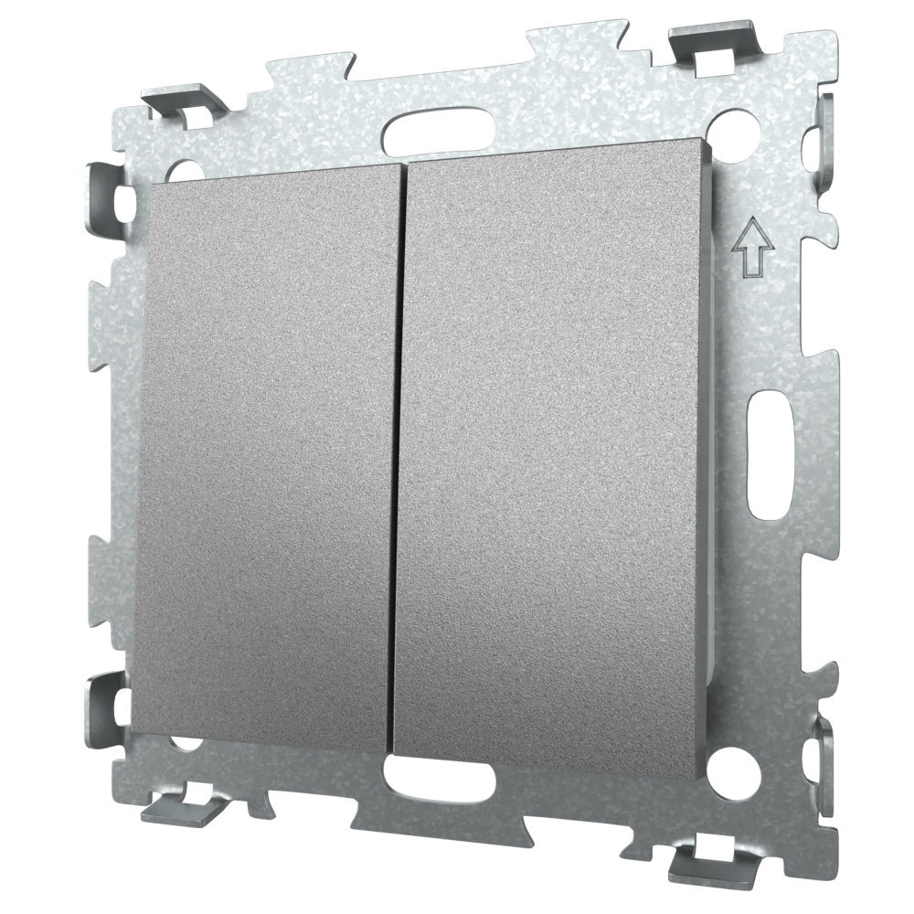 Выключатель двухклавишный цвет серая платина CGSS GL-W102-GPG
