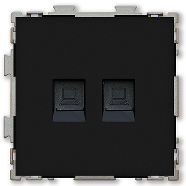 Розетка компьютерная RJ45 кат. 5e двойная черная "Практика" CGSS PL-W201C2-BCM